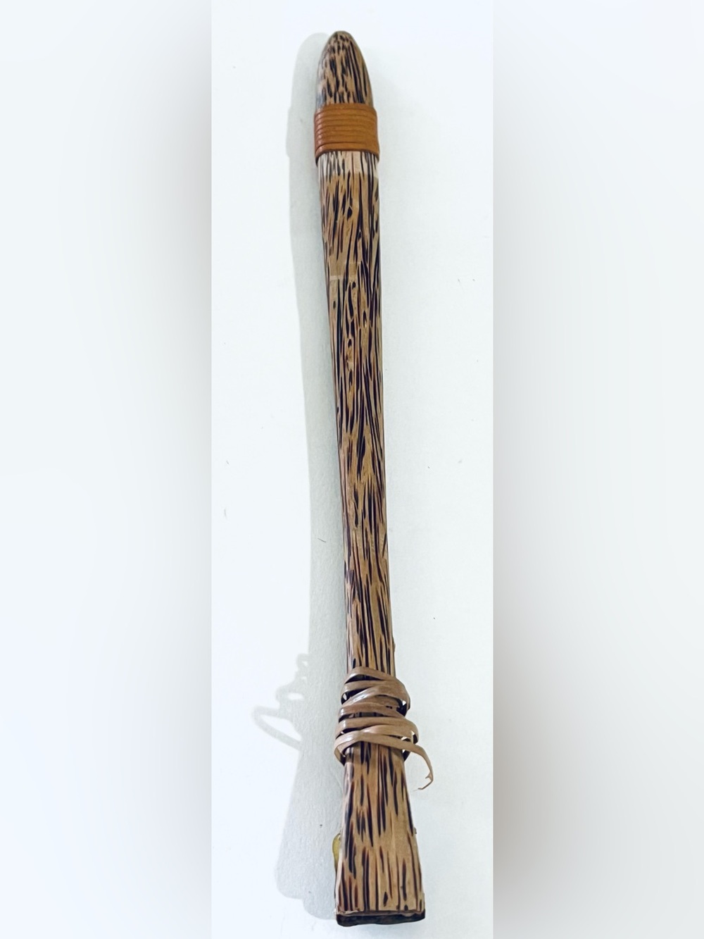 VTG Hand Carved Palm Wood Blow Dart Holder Tube Tribal Folk Art Primitive 13”
